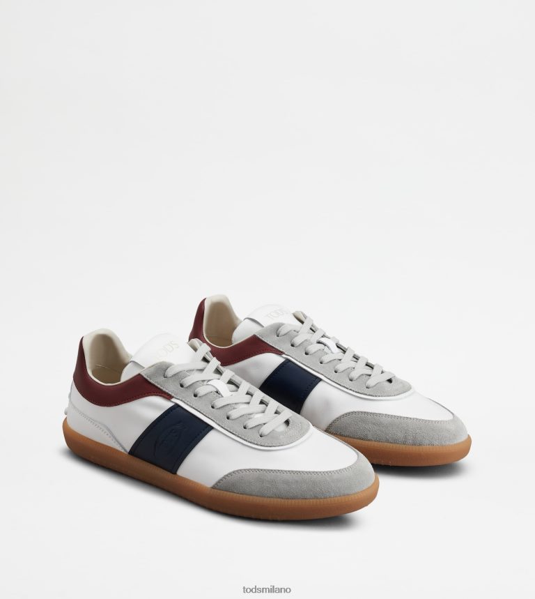 uominibianco/blu/bordeaux Tod's sneakers con linguetta in pelle scamosciata P66X8B841