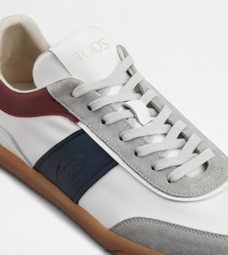 uominibianco/blu/bordeaux Tod's sneakers con linguetta in pelle scamosciata P66X8B841