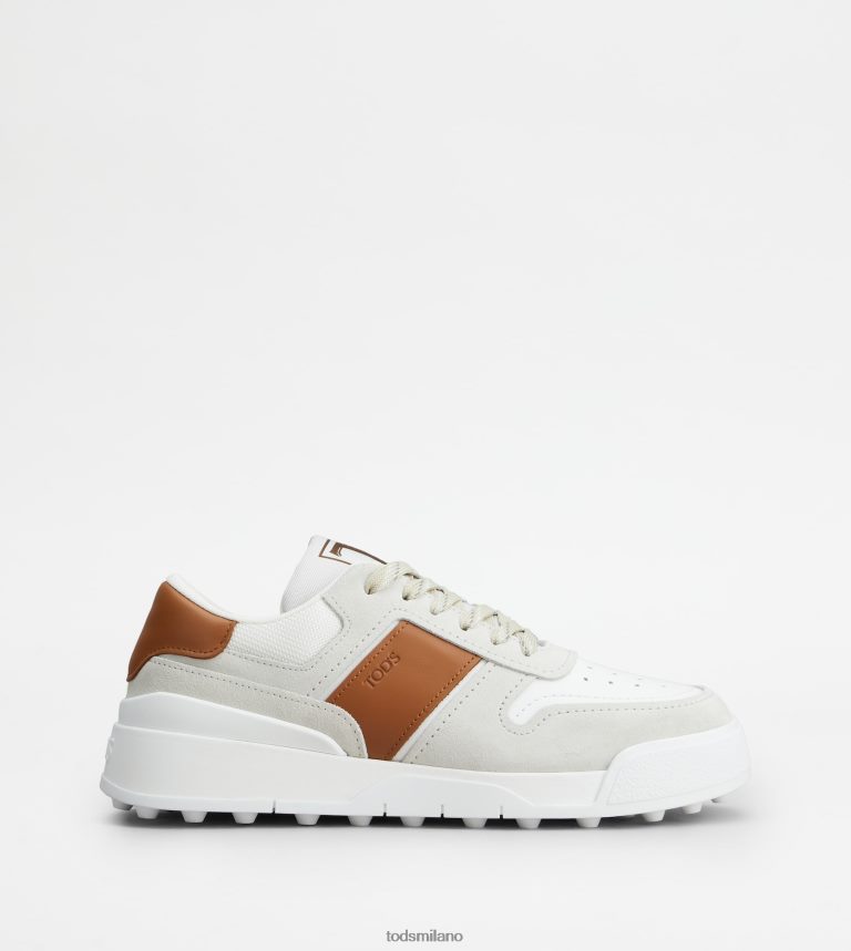 uominibianco/marrone Tod's sneakers in camoscio e pelle liscia P66X8B881