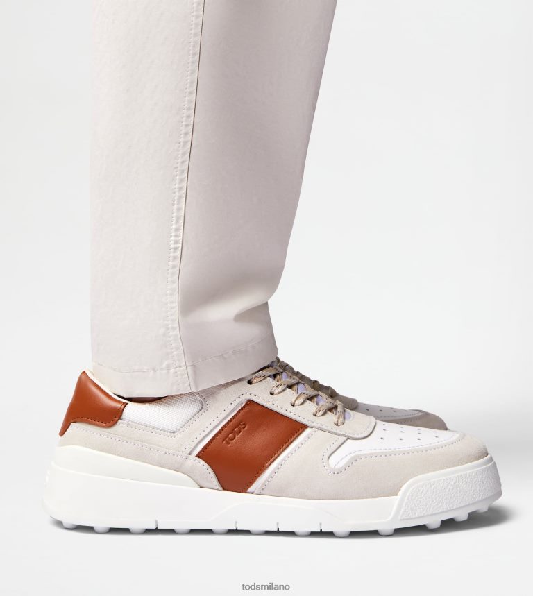 uominibianco/marrone Tod's sneakers in camoscio e pelle liscia P66X8B881