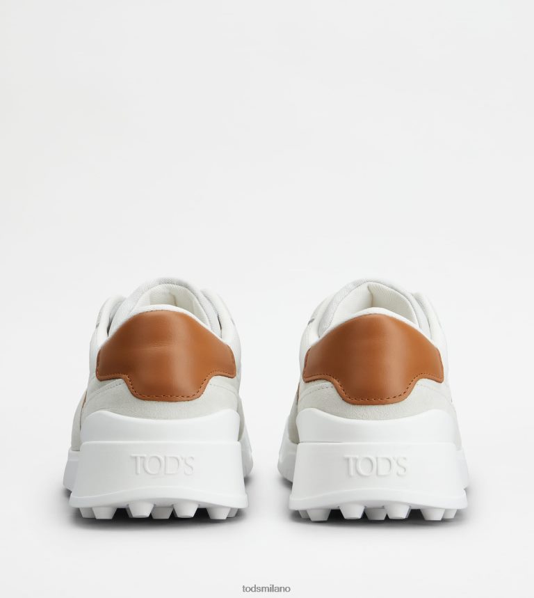 uominibianco/marrone Tod's sneakers in camoscio e pelle liscia P66X8B881