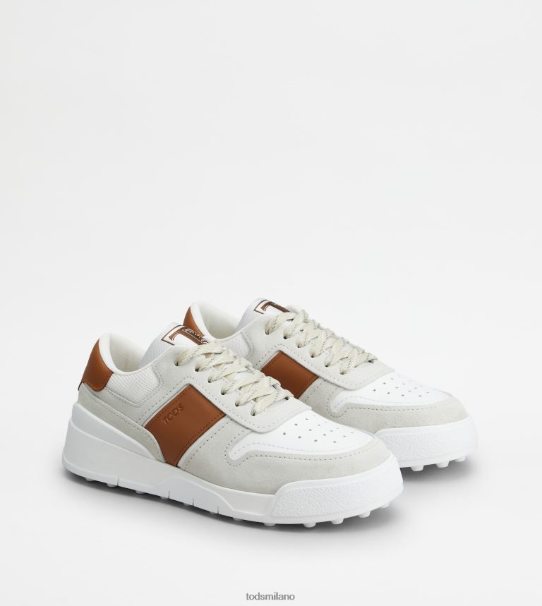 uominibianco/marrone Tod's sneakers in camoscio e pelle liscia P66X8B881