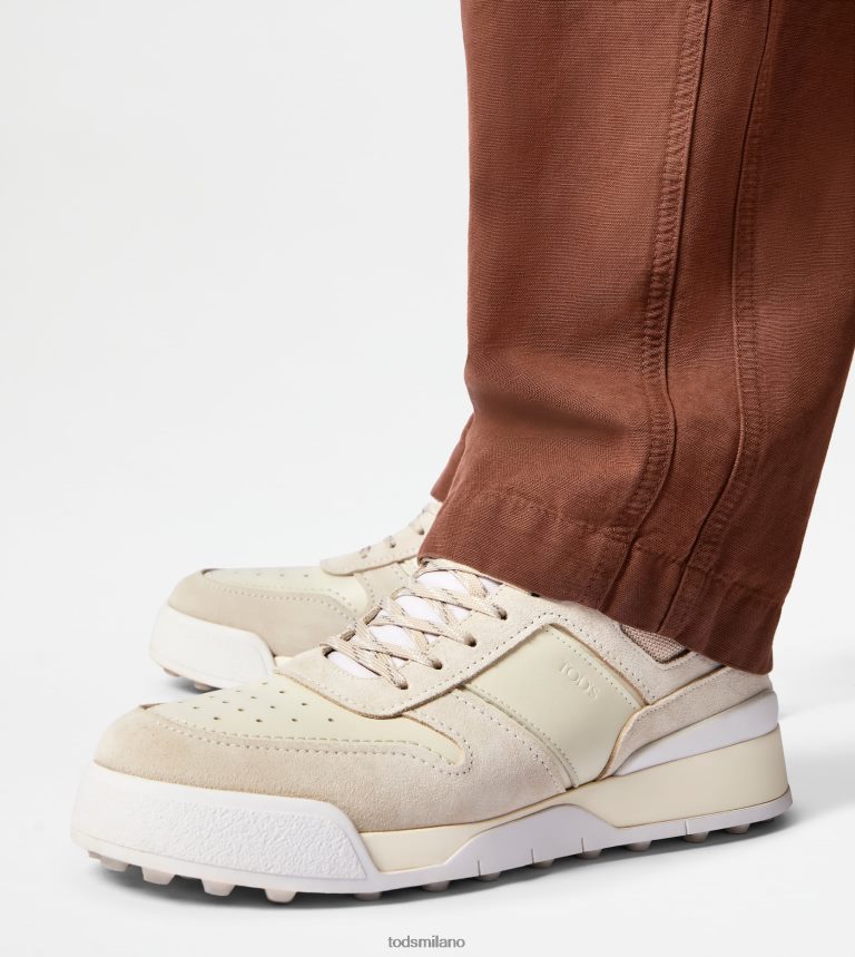 uominibianco sporco/beige/bianco Tod's sneakers in camoscio e pelle liscia P66X8B885