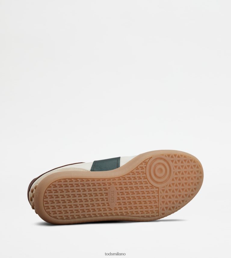 uominibianco sporco/marrone/verde Tod's sneakers con linguetta in pelle scamosciata P66X8B840