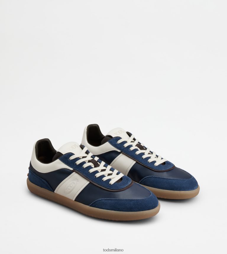 uominiblu/bianco sporco Tod's sneakers con linguetta in pelle scamosciata P66X8B892