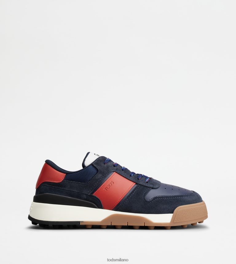 uominiblu rosso Tod's sneakers in camoscio e pelle liscia P66X8B883