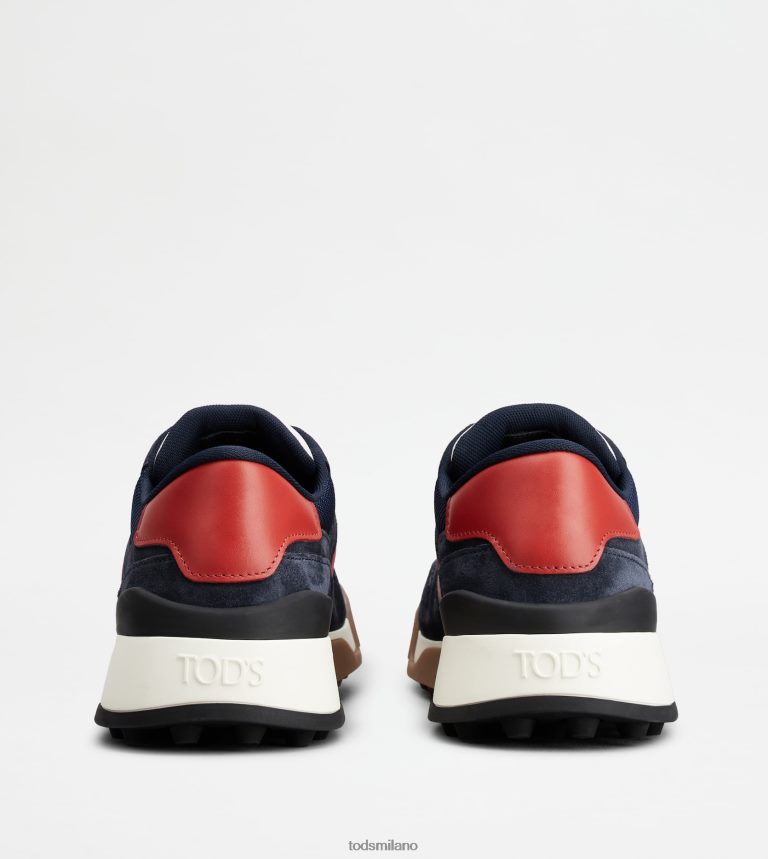uominiblu rosso Tod's sneakers in camoscio e pelle liscia P66X8B883