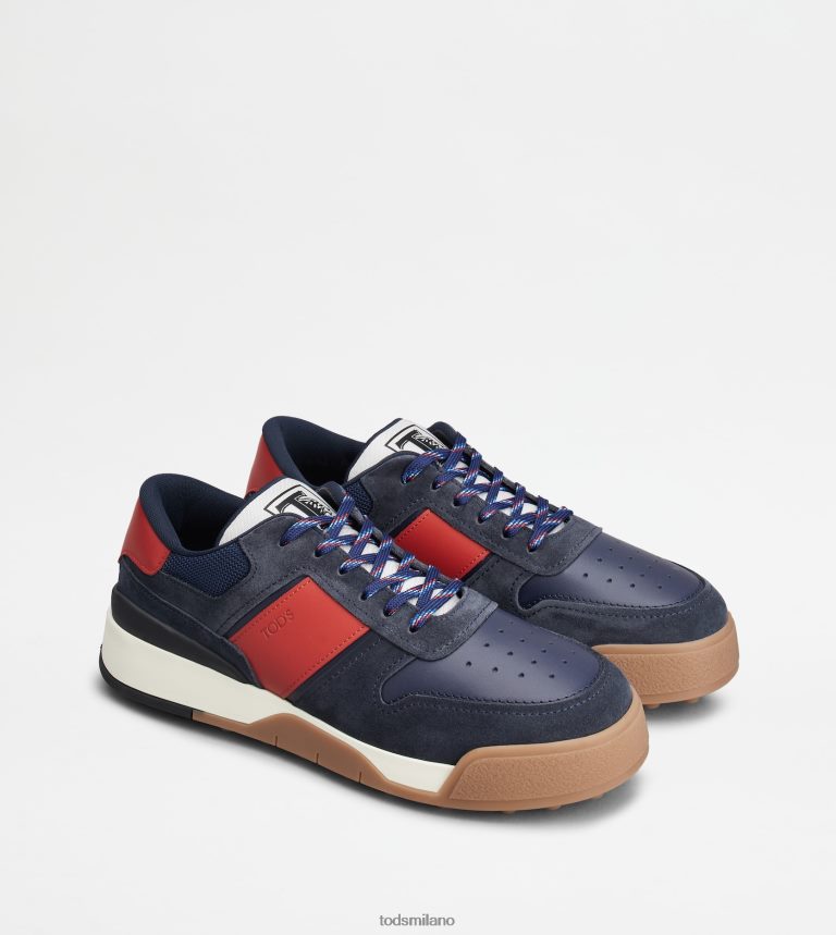 uominiblu rosso Tod's sneakers in camoscio e pelle liscia P66X8B883