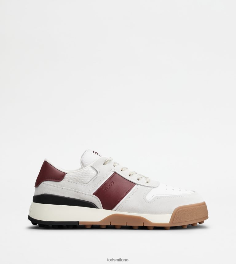 uominibordeaux/bianco Tod's sneakers in camoscio e pelle liscia P66X8B882