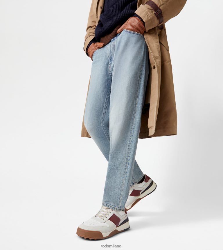 uominibordeaux/bianco Tod's sneakers in camoscio e pelle liscia P66X8B882