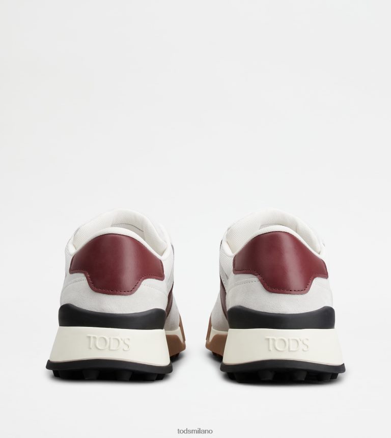 uominibordeaux/bianco Tod's sneakers in camoscio e pelle liscia P66X8B882