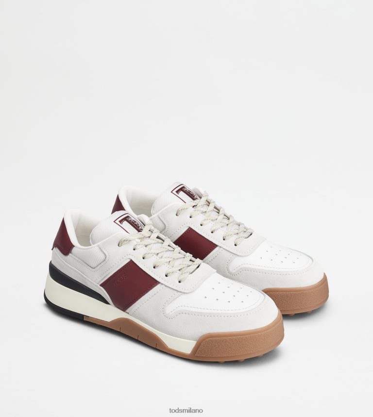 uominibordeaux/bianco Tod's sneakers in camoscio e pelle liscia P66X8B882