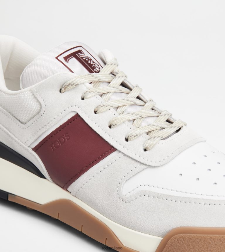 uominibordeaux/bianco Tod's sneakers in camoscio e pelle liscia P66X8B882