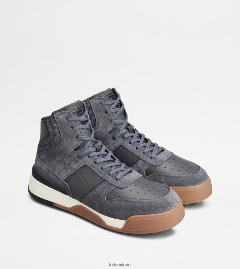 uominigrigio Tod's sneakers alte in pelle scamosciata e pelle liscia P66X8B849