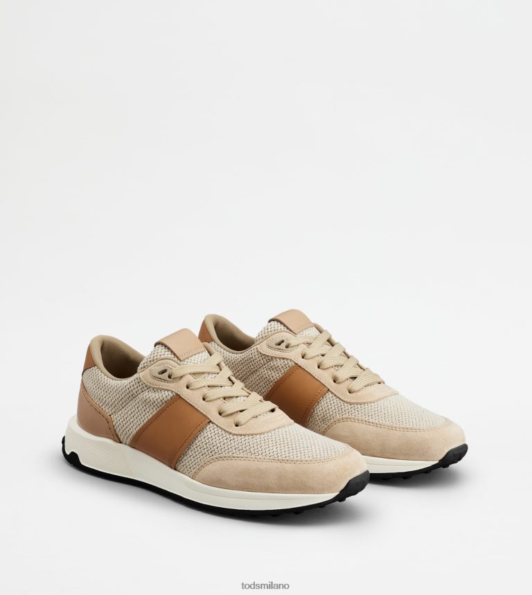 uominimarrone Tod's sneakers in pelle e tessuto tecnico P66X8B876