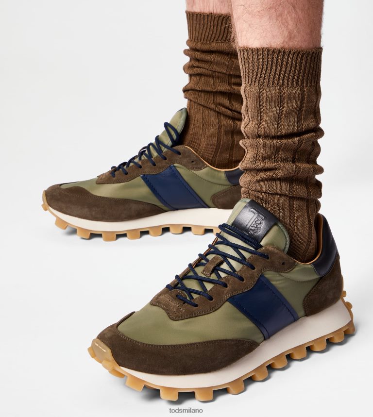 uominiverde/marrone/blu Tod's sneakers 1t in camoscio e tessuto P66X8B873