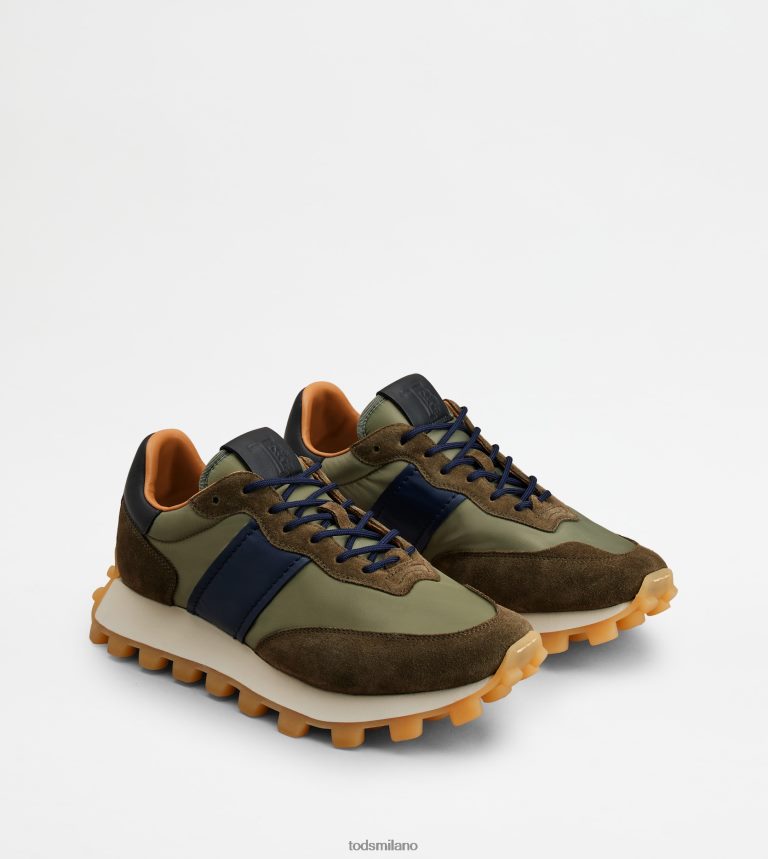 uominiverde/marrone/blu Tod's sneakers 1t in camoscio e tessuto P66X8B873