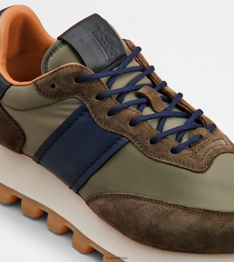uominiverde/marrone/blu Tod's sneakers 1t in camoscio e tessuto P66X8B873