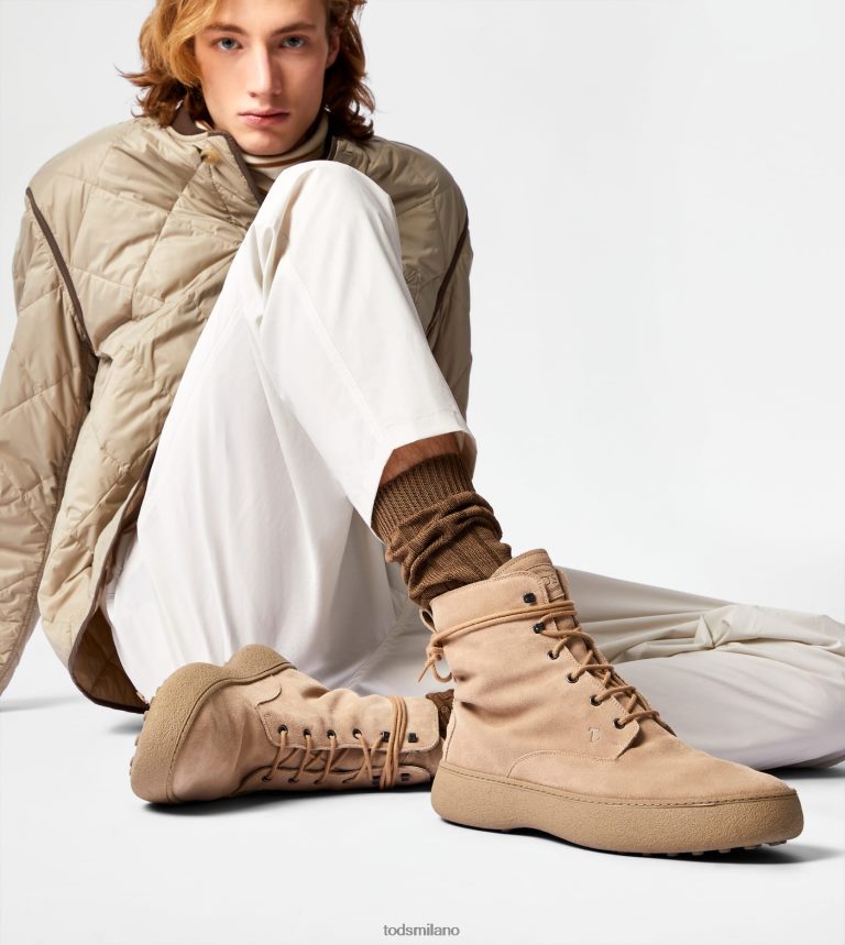 uominibeige Tod's w. G. stivaletti stringati in pelle scamosciata P66X8B792