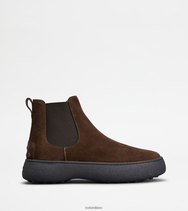 uominimarrone Tod's w. G. stivaletti Chelsea in pelle scamosciata P66X8B800