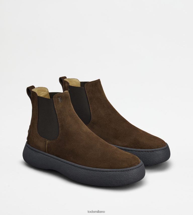 uominimarrone Tod's w. G. stivaletti Chelsea in pelle scamosciata P66X8B800