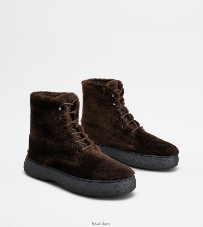 uominimarrone Tod's w. G. stivaletti stringati in montone P66X8B814