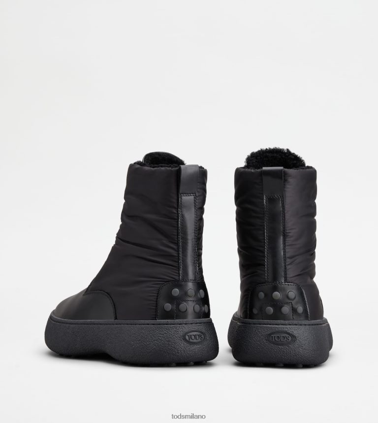 uomininero Tod's w. G. stivaletti stringati in pelle e tessuto P66X8B801