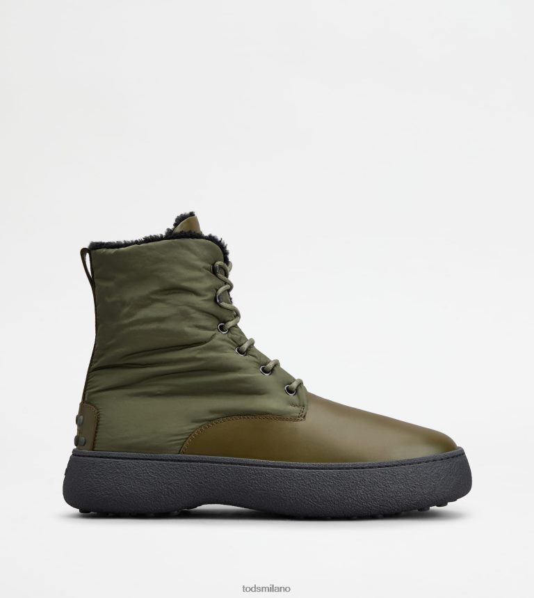 uominiverde Tod's w. G. stivaletti stringati in pelle e tessuto P66X8B802