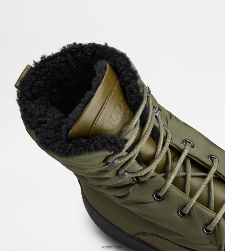 uominiverde Tod's w. G. stivaletti stringati in pelle e tessuto P66X8B802