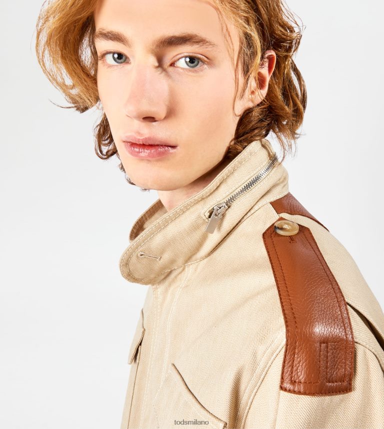 uominibeige Tod's field Jacket con inserti in pelle P66X8B1105