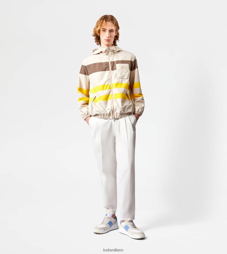 uominibianco sporco/marrone/giallo Tod's strisce di giacca a vento P66X8B1122