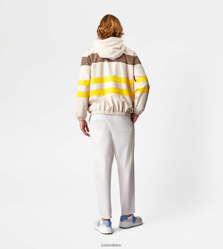 uominibianco sporco/marrone/giallo Tod's strisce di giacca a vento P66X8B1122