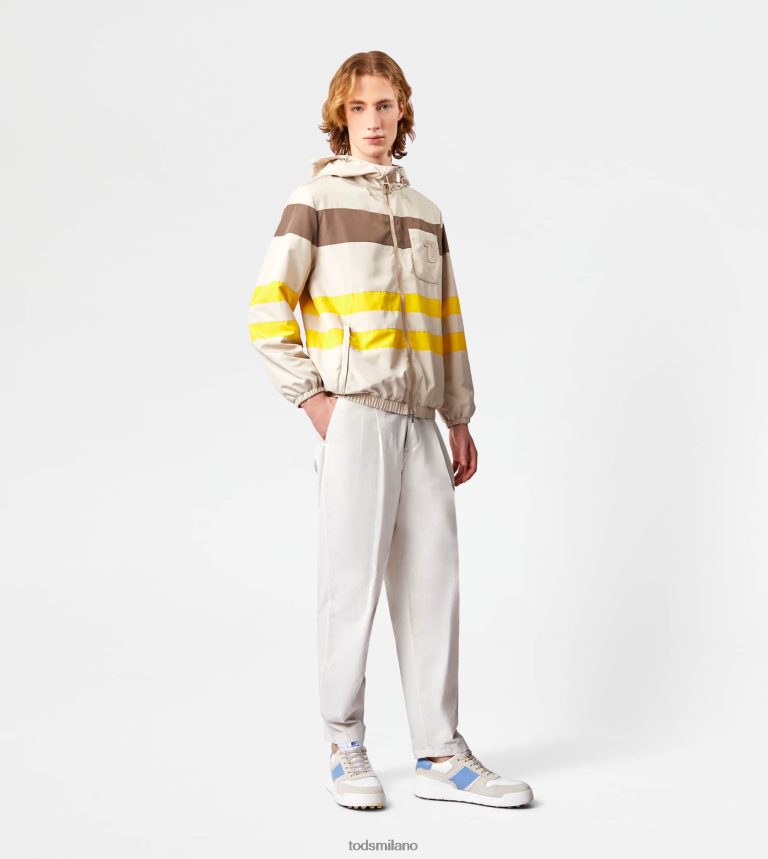 uominibianco sporco/marrone/giallo Tod's strisce di giacca a vento P66X8B1122