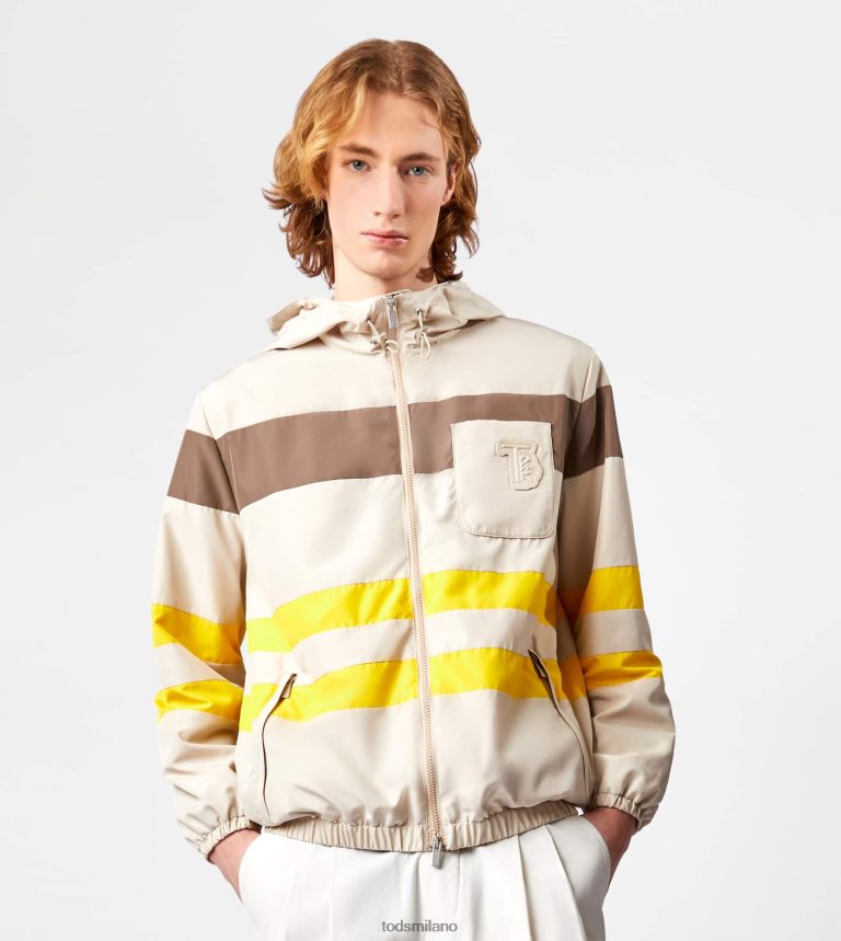 uominibianco sporco/marrone/giallo Tod's strisce di giacca a vento P66X8B1122