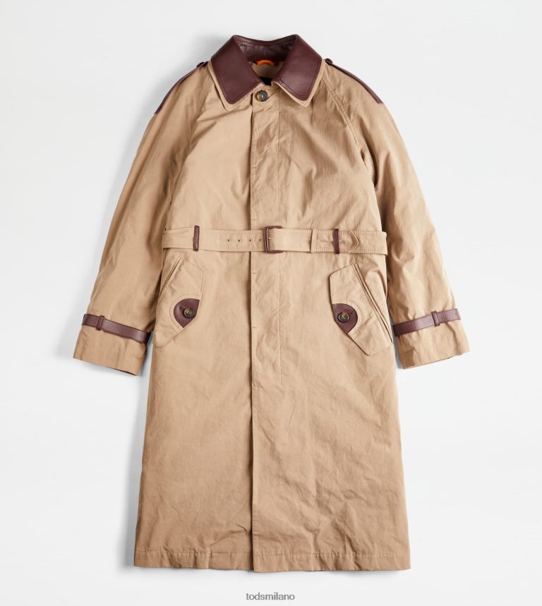 uominigrigio Tod's trench con inserti in pelle P66X8B1116