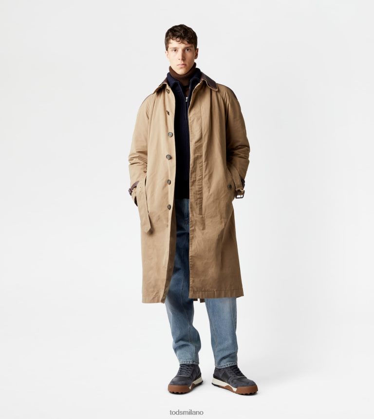 uominigrigio Tod's trench con inserti in pelle P66X8B1116