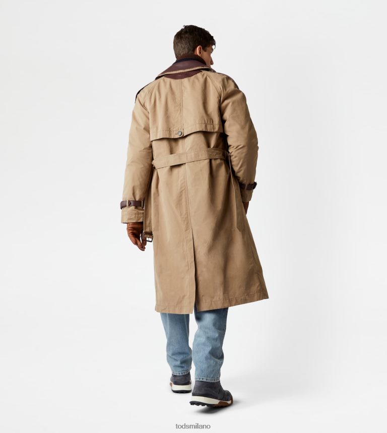 uominigrigio Tod's trench con inserti in pelle P66X8B1116