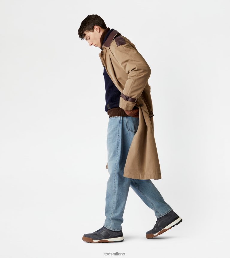 uominigrigio Tod's trench con inserti in pelle P66X8B1116