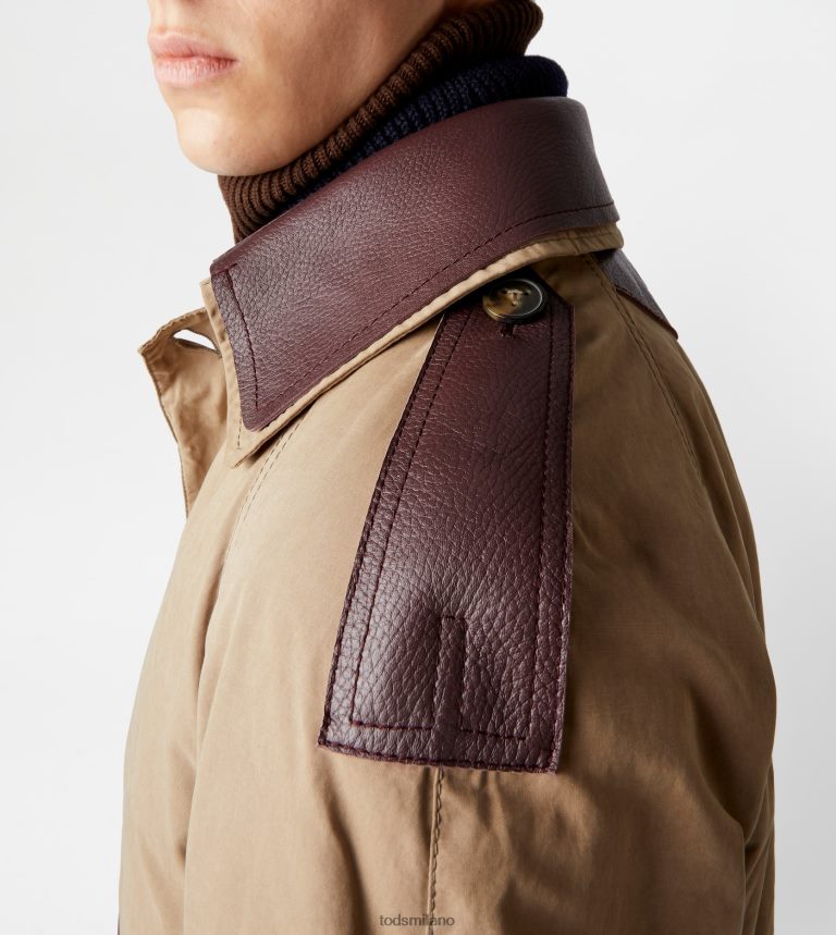 uominigrigio Tod's trench con inserti in pelle P66X8B1116