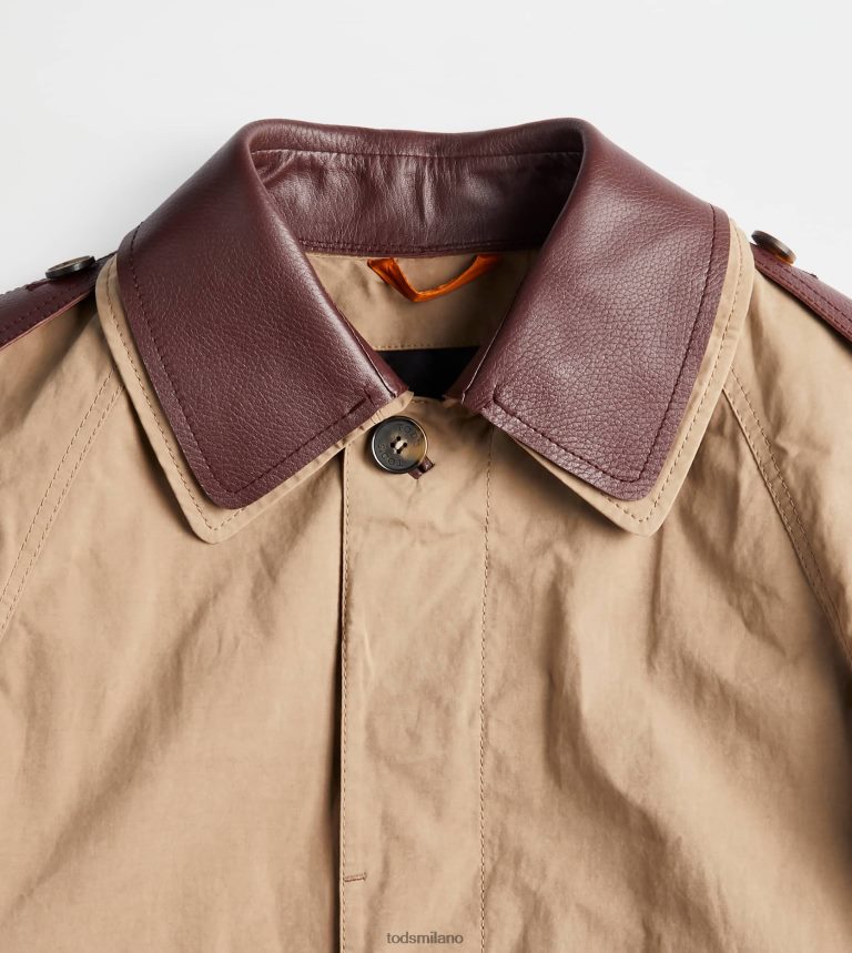 uominigrigio Tod's trench con inserti in pelle P66X8B1116