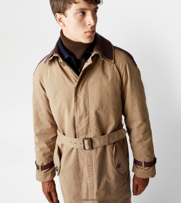 uominigrigio Tod's trench con inserti in pelle P66X8B1116