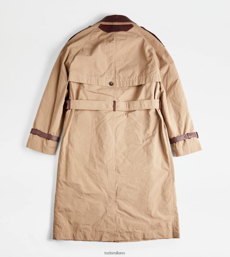 uominigrigio Tod's trench con inserti in pelle P66X8B1116