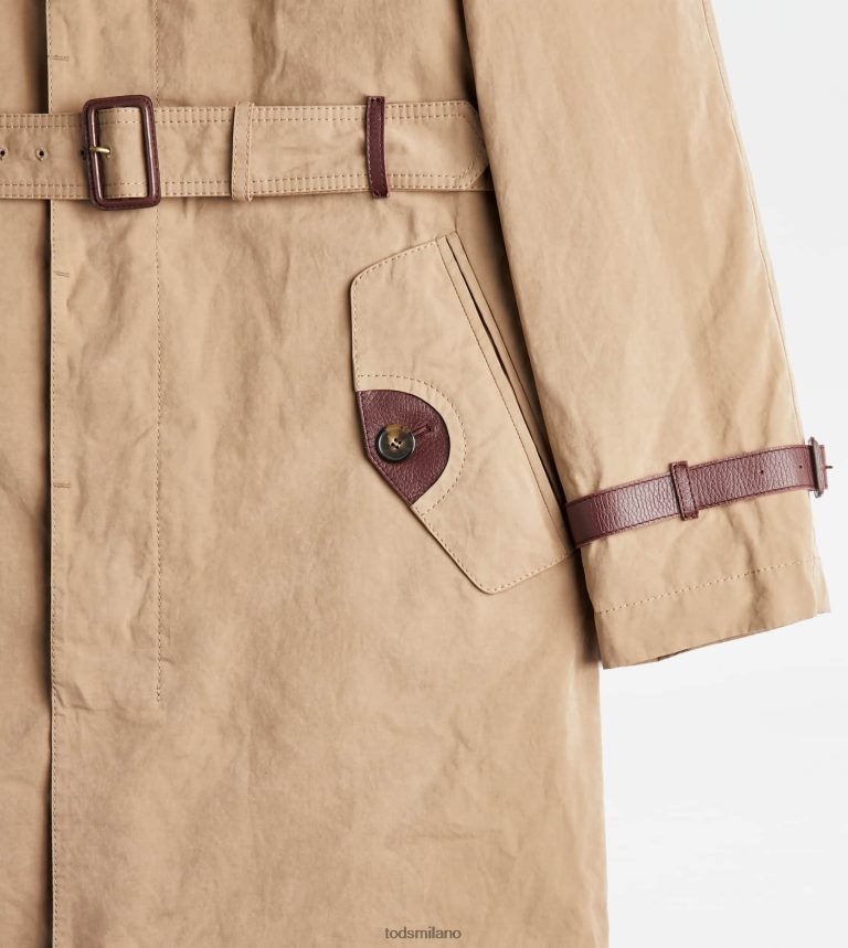 uominigrigio Tod's trench con inserti in pelle P66X8B1116
