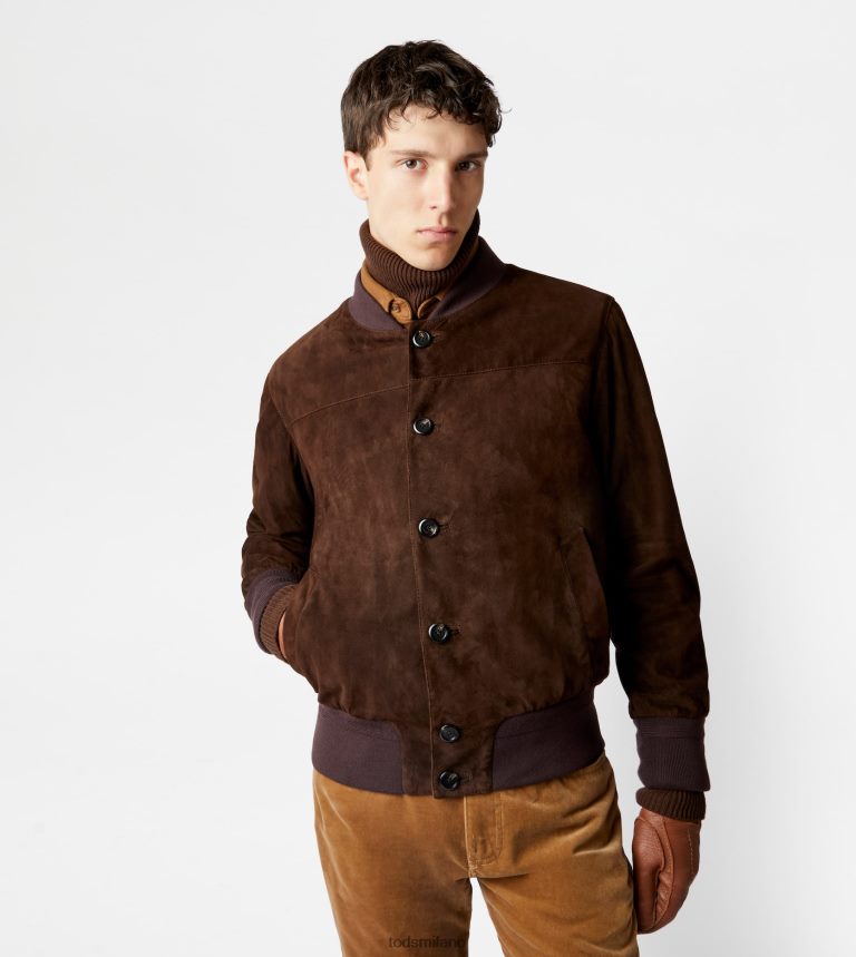 uominimarrone Tod's bomber in pelle scamosciata P66X8B1096